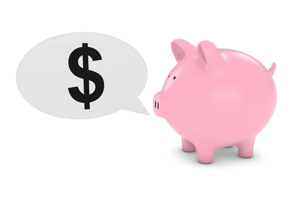 Piggy Bank com Dollar Symbol Speech Bubble 3D Ilustração — Fotografia de Stock