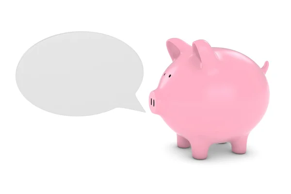 Piggy Bank com branco branco discurso bolha ilustração 3D — Fotografia de Stock