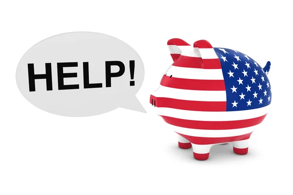 US flag Piggy Bank z pomocą Speech Bubble 3D ilustracja — Zdjęcie stockowe