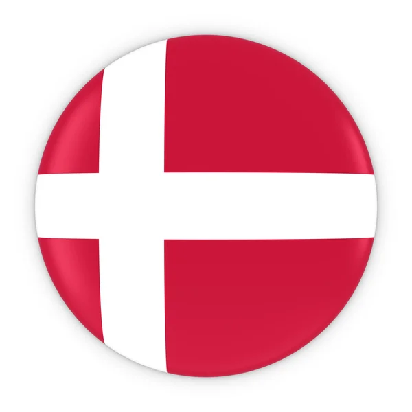 Botão de bandeira dinamarquesa - Bandeira da Dinamarca Insígnia 3D Ilustração — Fotografia de Stock