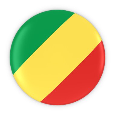 Kongolu bayrak düğmesi - Kongo Cumhuriyeti bayrağı rozeti 3d çizim