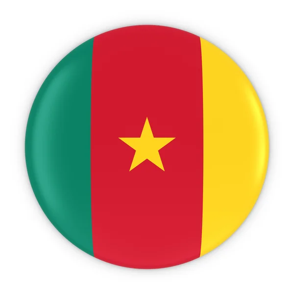 Kamerunische Flagge Knopf - Flagge von Kamerun Abzeichen 3d Illustration — Stockfoto