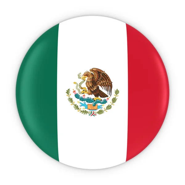 Botón de Bandera Mexicana - Bandera de México Insignia Ilustración 3D — Foto de Stock