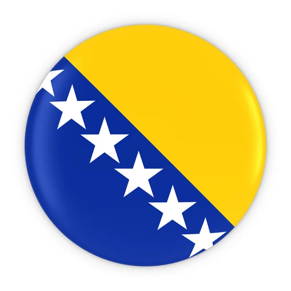 Botão de bandeira da Bósnia e Herzegovina - Bandeira da Bósnia e Herzegovina Emblema Ilustração 3D — Fotografia de Stock