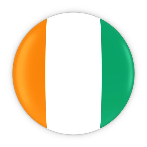 Кнопка Ivorian Flag - Flag of Cote d 'Ivoire Badge 3D Illustration — стоковое фото