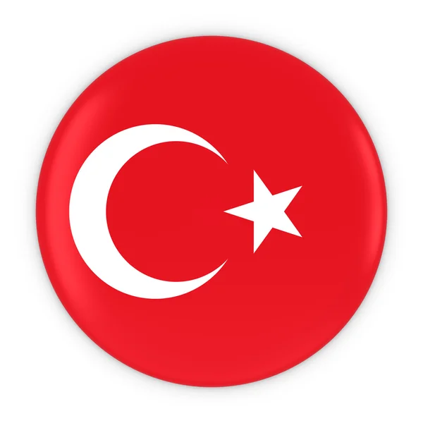 Bouton drapeau turc - Drapeau de la Turquie Illustration 3D — Photo