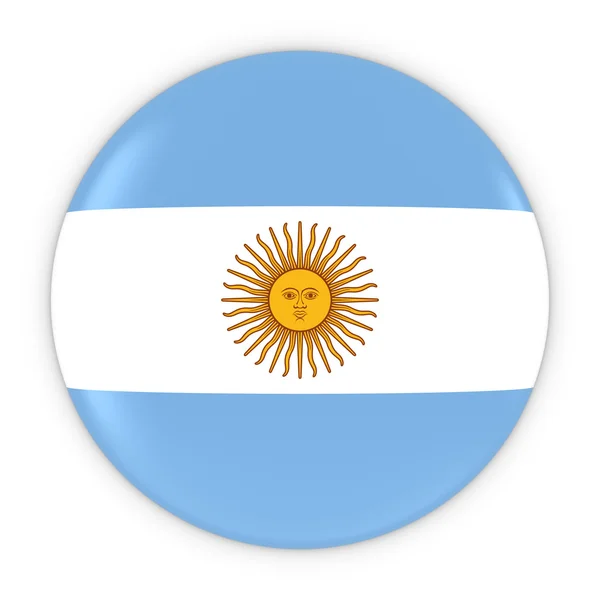 Argentin lobogó alatt gomb - Argentína zászlaja jelvény 3D-s illusztráció — Stock Fotó