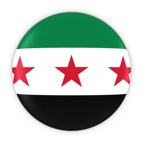 Syrian Opposition Flag Button - Flag of Syria Badge 3D Illustration — Stock Photo, Image