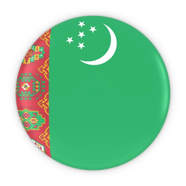 Türkmen bayrak düğmesi - Türkmenistan bayrağı rozeti 3d çizim — Stok fotoğraf