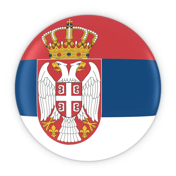 Botón Bandera de Serbia - Bandera de Serbia Insignia Ilustración 3D —  Fotos de Stock