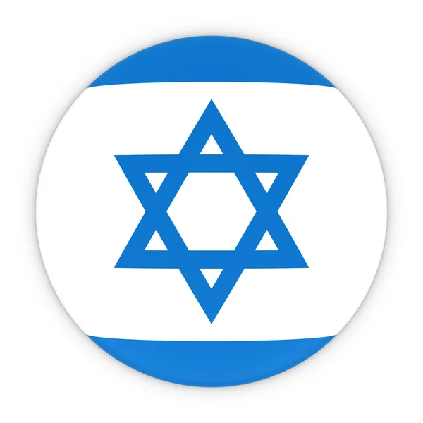 Botão de bandeira israelense - Bandeira de Israel Emblema Ilustração 3D — Fotografia de Stock