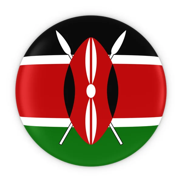 Pulsante bandiera keniota - Illustrazione 3D del distintivo della bandiera del Kenya — Foto Stock
