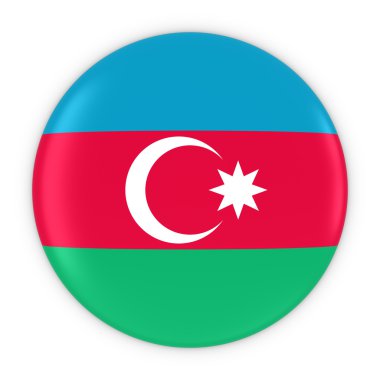 Azerbaycan bayrağı düğmesi - Azerbaycan bayrağı rozeti 3d çizim