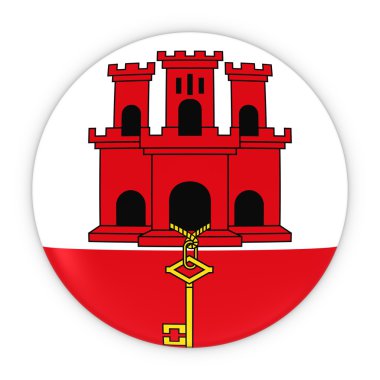 Gibraltan bayrak düğmesini - Gibraltar bayrağı rozeti 3d çizim