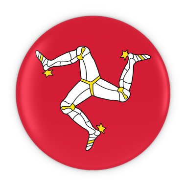 Manx bayrak düğmesi - Isle of Man bayrağı rozeti 3d çizim