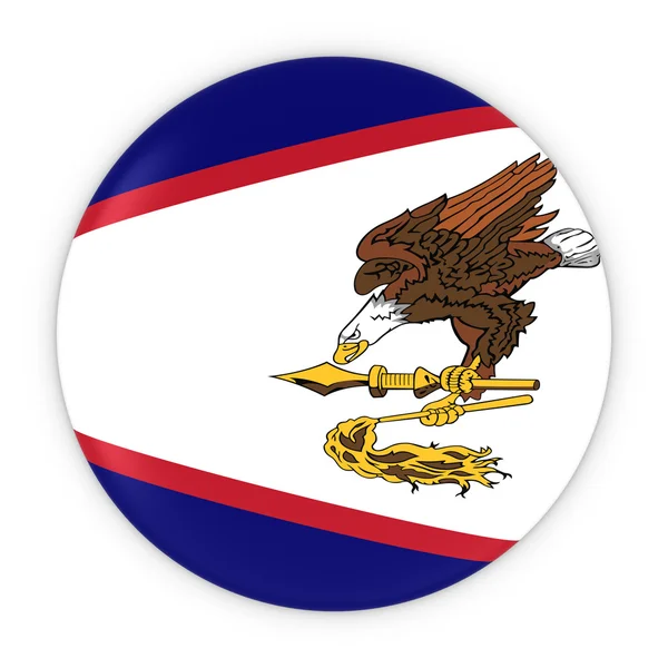 美国萨摩亚国旗按钮-美属萨摩亚国旗徽章 3d 图 — 图库照片
