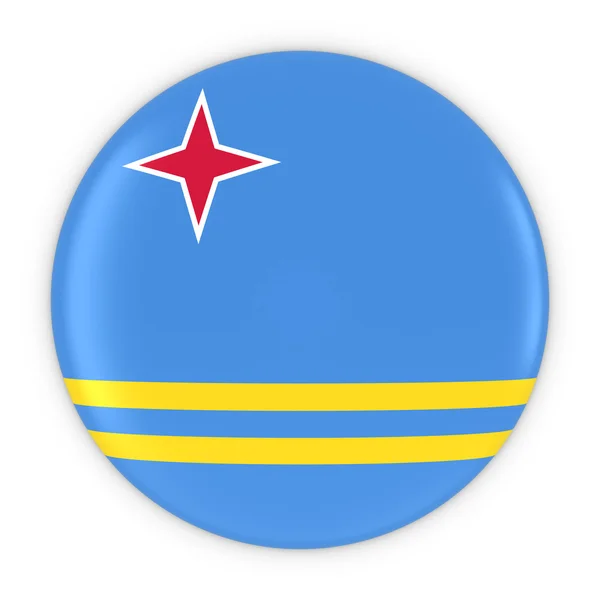 Botão Bandeira Aruban - Bandeira do emblema Aruba Ilustração 3D — Fotografia de Stock