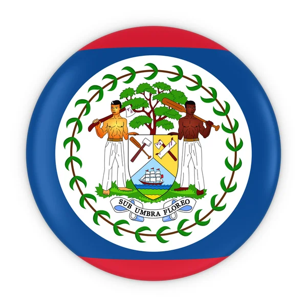 Belize bayrağı düğmesi - Belize bayrağı rozeti 3d çizim — Stok fotoğraf