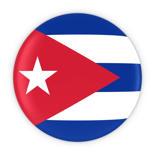 Botão de bandeira cubana - Bandeira de Cuba Emblema Ilustração 3D — Fotografia de Stock