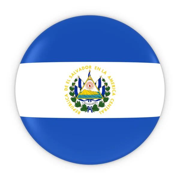 Botão de bandeira salvadorenha - Bandeira do emblema de El Salvador Ilustração 3D — Fotografia de Stock