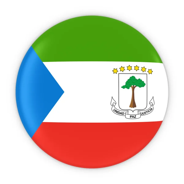 Equatorial Guinean Flag Button - Flag of Equatorial Guinea Badge 3D Illustration — Stock Photo, Image