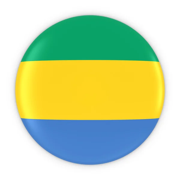 Botão de bandeira do Gabão - Bandeira do emblema do Gabão Ilustração 3D — Fotografia de Stock
