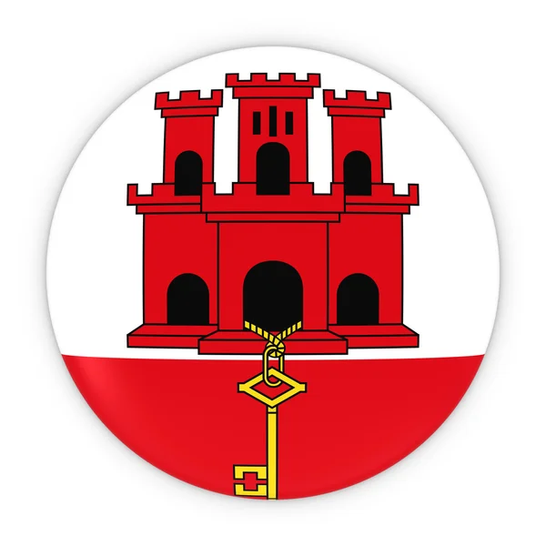 Botón de bandera de Gibraltan - Bandera de Gibraltar Insignia Ilustración 3D — Foto de Stock