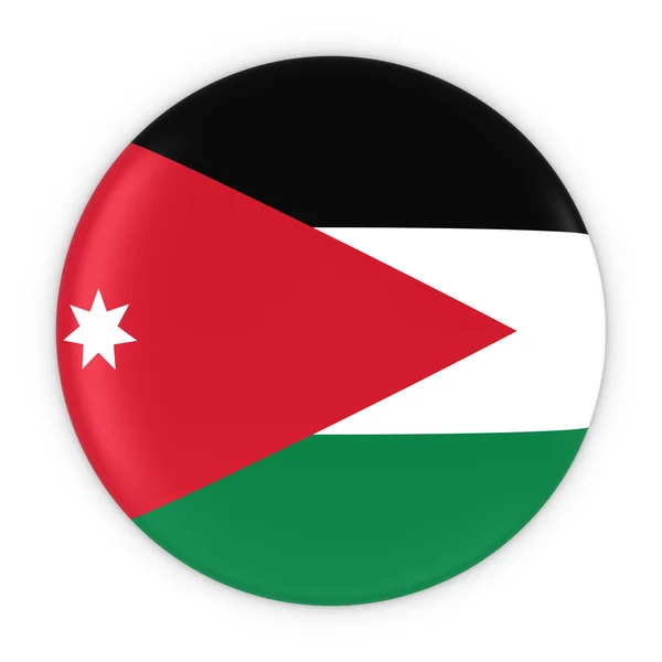 Botão de bandeira jordaniana - Bandeira do emblema da Jordânia Ilustração 3D — Fotografia de Stock