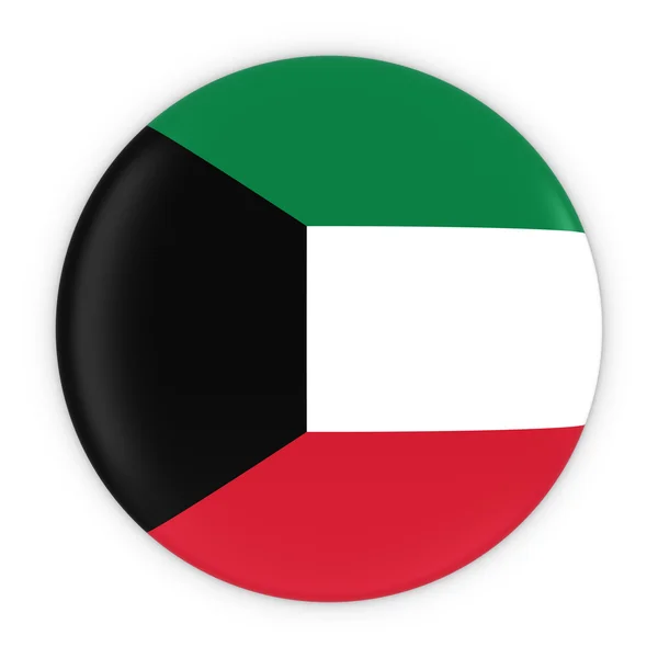 Kuveyt bayrağı düğmesi - Kuveyt bayrağı rozeti 3d çizim — Stok fotoğraf