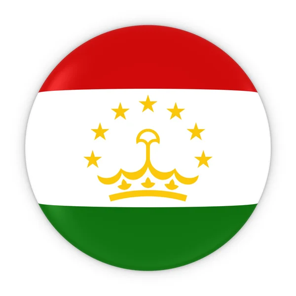 Tadżycki Flaga przycisk - flaga Tadżykistanu odznaka ilustracja 3d — Zdjęcie stockowe