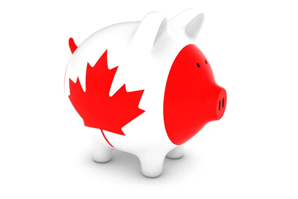 Canadese munt Concept - Canadese vlag Piggy Bank 3d illustratie — Stockfoto
