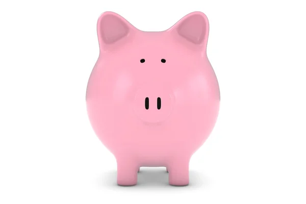 Piggy Bank vooraanzicht op wit wordt geïsoleerd Background 3d illustratie — Stockfoto