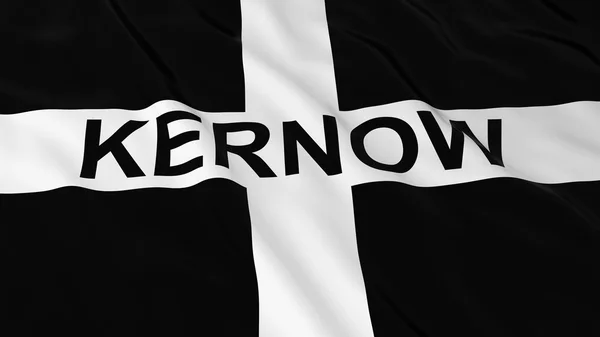 Bandera de Cornualles con Kernow Texto Ilustración 3D — Foto de Stock