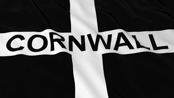 Cornish vlag met Cornwall tekst 3d illustratie — Stockfoto