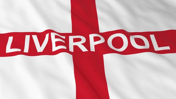 Bandiera inglese con Liverpool Testo Illustrazione 3D — Foto Stock