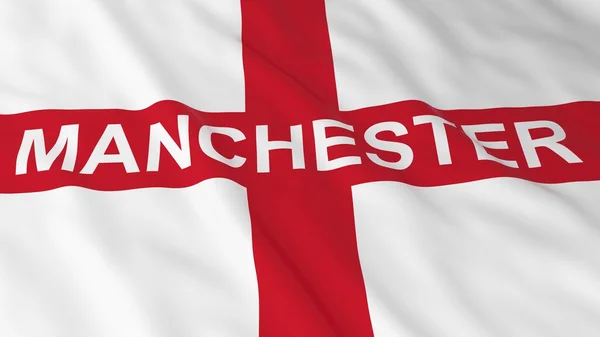 Engelse vlag met Manchester tekst 3d illustratie — Stockfoto