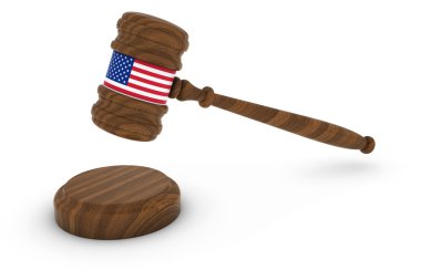 Amerika Birleşik Devletleri hukuk kavramı - bize hâkim'in bayrak tokmak 3d çizim