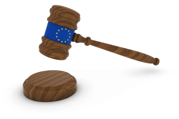 Concepto de Derecho Europeo - EU Flag Judge 's Gavel 3D Illustration —  Fotos de Stock