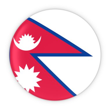 Nepal bayrağı düğmesi - Nepal bayrağı rozeti 3d çizim