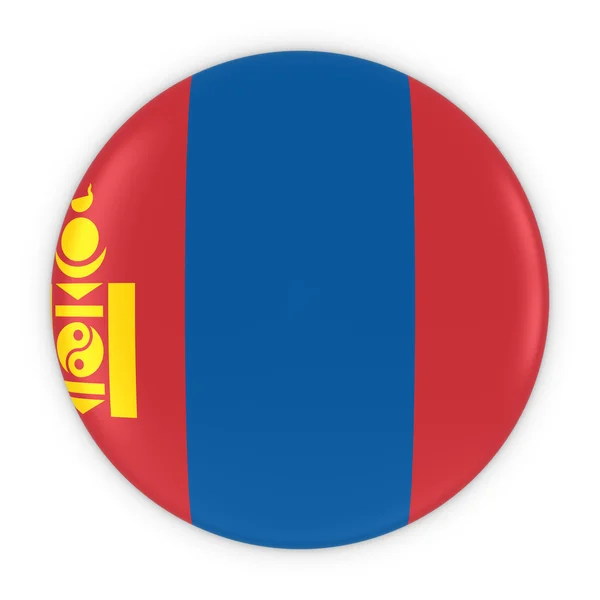Botão de bandeira da Mongólia - Bandeira do emblema da Mongólia ilustração 3D — Fotografia de Stock