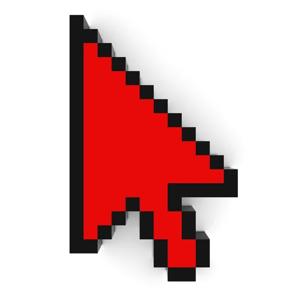 Cursor de seta Pixelado Red Computer Pointer 3D Ilustração — Fotografia de Stock