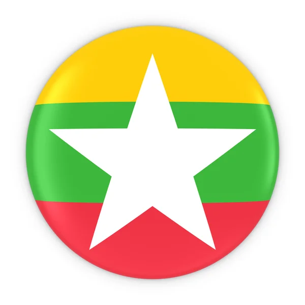 ビルマの国旗ボタン - ミャンマーの国旗バッジ 3 d イラストレーション — ストック写真