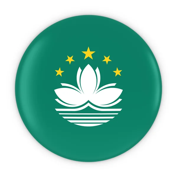 Bandiera di Macao Pulsante - Bandiera di Macao Badge 3D Illustrazione — Foto Stock