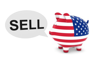 Bize kumbara satmak metin konuşma ile bayrak 3d illüstrasyon kabarcık