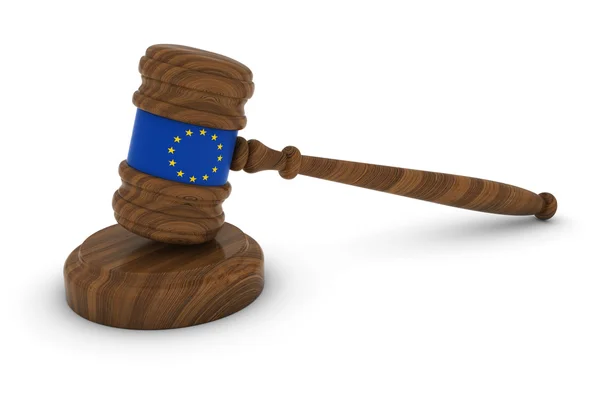 Concepto de Derecho Europeo - EU Flag Judge 's Gavel 3D Illustration —  Fotos de Stock