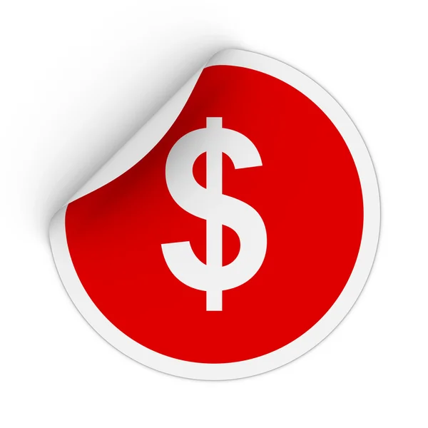 Dollar Symbol Red Circle Sticker with Peeling Corner 3D Illustration — Stock Photo, Image