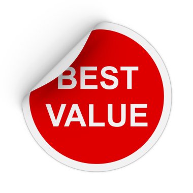 Peeling Köşe 3d İllüstrasyon ile En İyi Değer Metin Kırmızı Daire Sticker