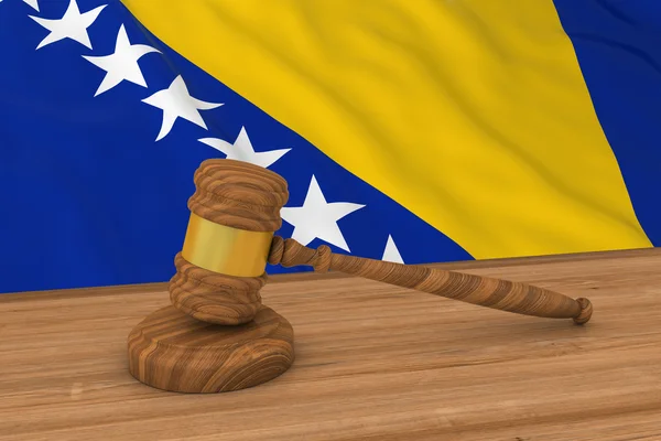 Bandeira da Bósnia e Herzegovina por trás da ilustração 3D Gavel do juiz — Fotografia de Stock