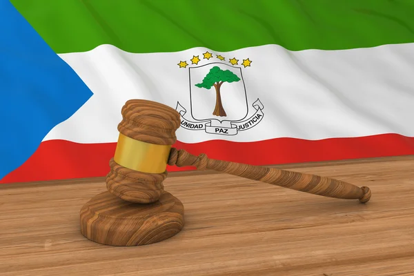 Концепция экваториального гвинейского права - флаг Экваториальной Гвинеи за молотком судьи 3D иллюстрация — стоковое фото