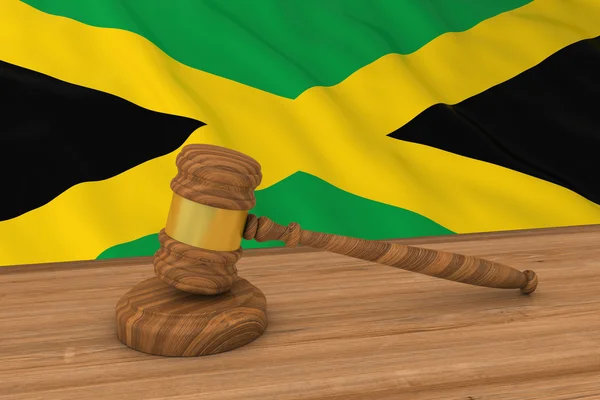 Ямайская юридическая концепция - флаг Ямайки за молотком судьи 3D иллюстрация — стоковое фото